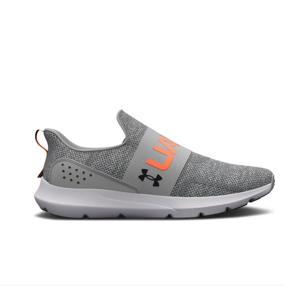 Under Armour Gray and Orange Athletic Slip-Ons